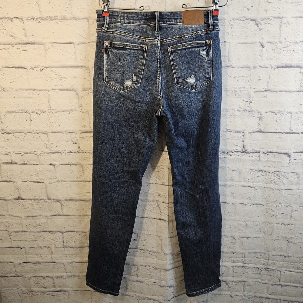 Judy Blue Jeans Women’s 9/29 Blue Mid Rise Boyfriend Fit Distressed Stretch - Picture 5 of 8